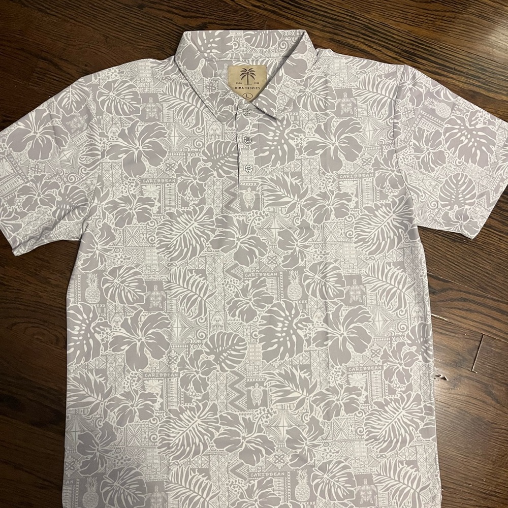Gray Tropical Print Men's Shirt